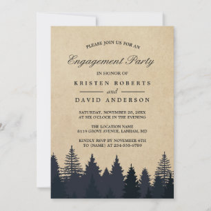 Kraft Pine Tree Forest Wedding Engagement Kaart