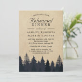 Kraft Pine Tree Winter Wedding Rehearsal Dinner Kaart (Staand voorkant)