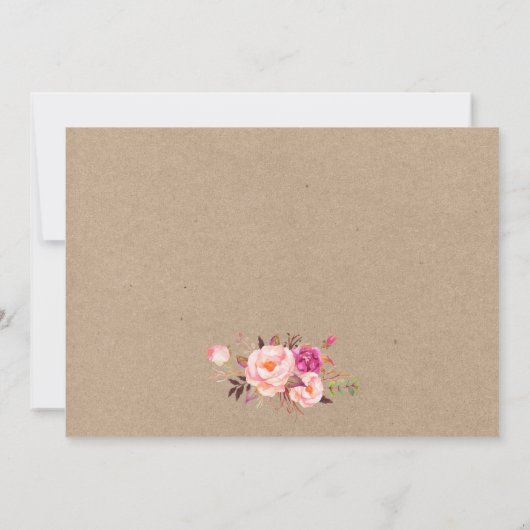 Kraft Pink Blush Waterverf Floral Save the Date (Achterkant)