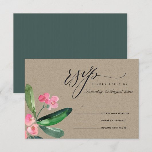 KRAFT PINK CHRIST THORN BLOOM WATERVERF RSVP (Voorkant / Achterkant)