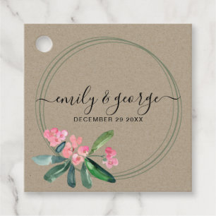 KRAFT PINK CHRIST THORN CACTI BLOOM WREATDING WEDD BEDANKJES LABELS