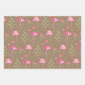 Kraft Pink Flamingos Mingling op kerstfeest Inpakpapier Vel (Voorkant)