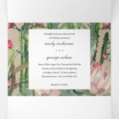 KRAFT PINK FLORAL CACTI FOLIAGE WATERVERF WEDDING DRIELUIK UITNODIGING (Binnenkant midden)