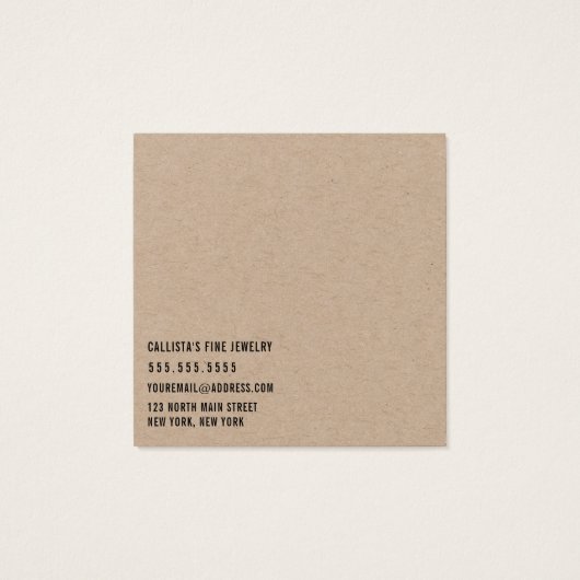 Kraft Pink Floral Cursive Earring Display Kaart (Achterkant)