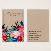 Kraft Pink Floral Cursive Earring Display Kaart (Voorkant /achterkant)