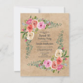 Kraft Pink Ivory Waterverf Floral Sweet 16 Kaart (Voorkant)