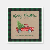 Kraft Plaid Brush Script Christmas  Truck Servet (Voorkant)