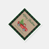 Kraft Plaid Brush Script Christmas  Truck Servet (Hoek)