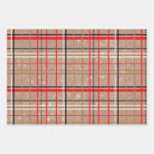 Kraft Plaid, sneeuwvlokken en sterren Inpakpapier Vel (Voorkant)