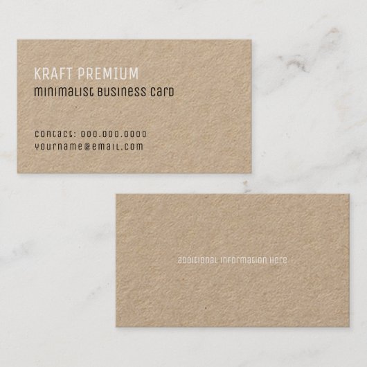 Kraft Premium minimalistische elegante professiona Visitekaartje (Voorkant / Achterkant)