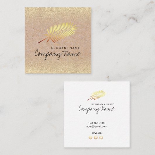 Kraft Print GoldLeaf Glitter Square Visitekaartje (Voorkant / Achterkant)