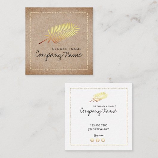 Kraft Print GoldLeaf Glitter Square Visitekaartje (Voorkant / Achterkant)