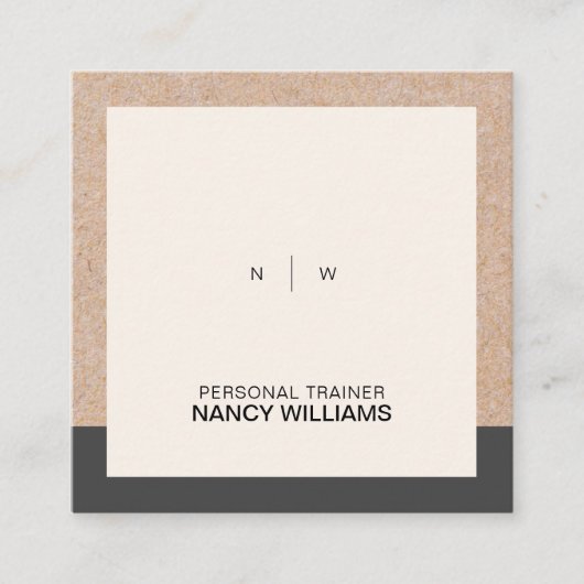Kraft Printed Minimalist Clean Layout Modern Vierkante Visitekaartje (Voorkant)