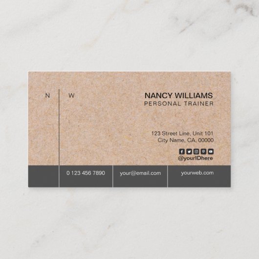 Kraft Printed Minimalist Clean Layout Modern Visitekaartje (Achterkant)