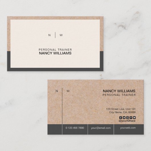 Kraft Printed Minimalist Clean Layout Modern Visitekaartje (Voorkant / Achterkant)