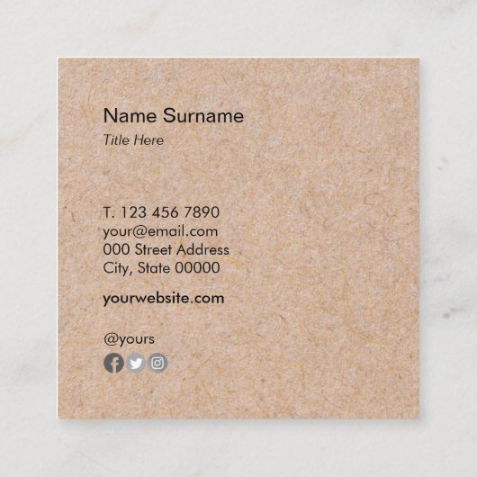 Kraft Printed Social Hi Square Visitekaartje (Achterkant)