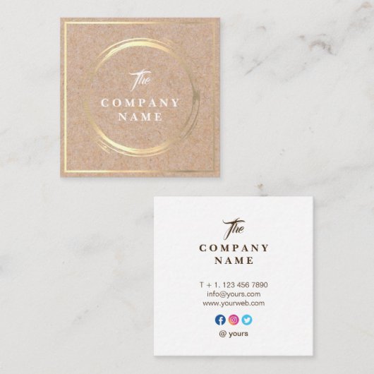  Kraft PRINTED Social Square Visitekaartje (Voorkant / Achterkant)