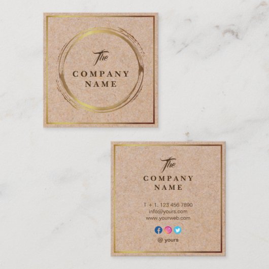  Kraft PRINTED Social Square Visitekaartje (Voorkant / Achterkant)