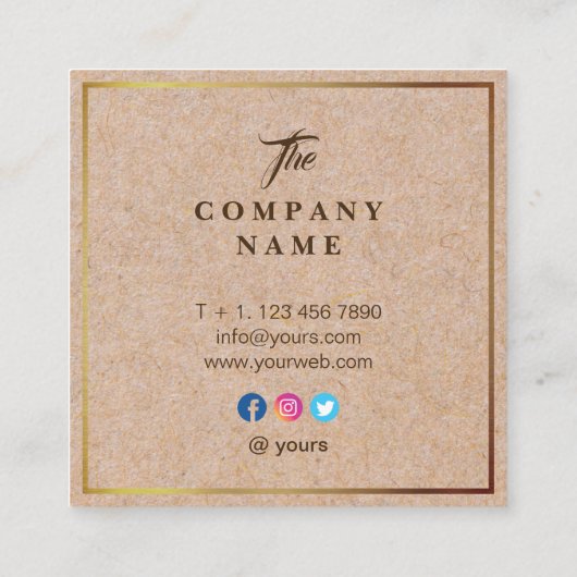  Kraft PRINTED Social Square Visitekaartje (Achterkant)