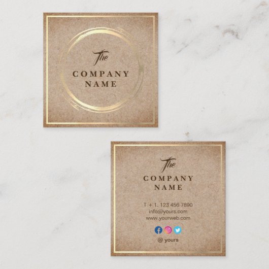  Kraft PRINTED Social Square Visitekaartje (Voorkant / Achterkant)