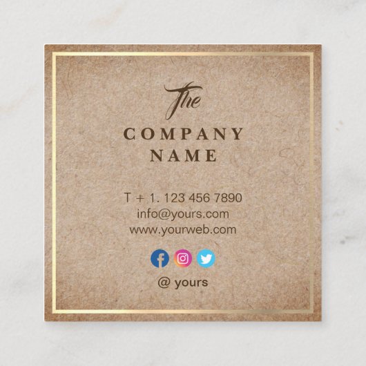  Kraft PRINTED Social Square Visitekaartje (Achterkant)