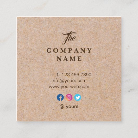 Kraft PRINTED Social Square Visitekaartje (Achterkant)