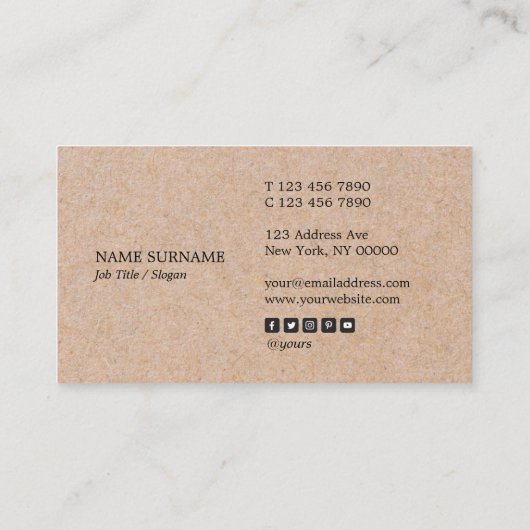 Kraft Printed Stripe Accent Social Visitekaartje (Achterkant)