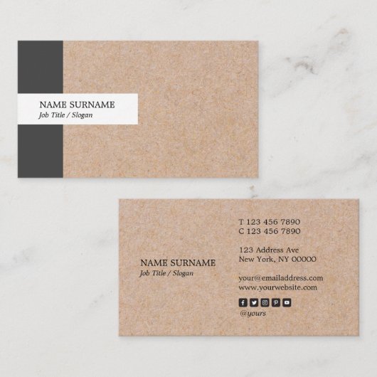 Kraft Printed Stripe Accent Social Visitekaartje (Voorkant / Achterkant)