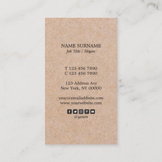 Kraft Printed Stripe Accent Vertical Visitekaartje (Achterkant)