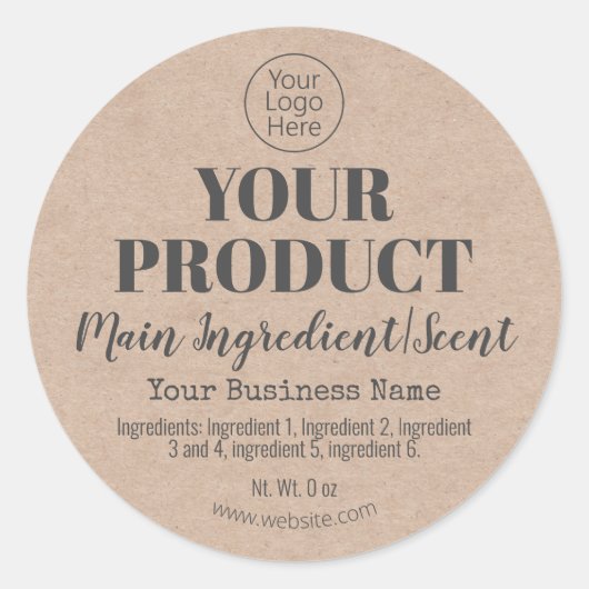 Kraft-productetiketten Ronde Sticker (Voorkant)