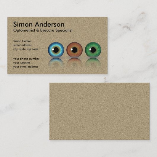 Kraft Professionele Optometrist Oogbollen Optometr Visitekaartje (Voorkant / Achterkant)