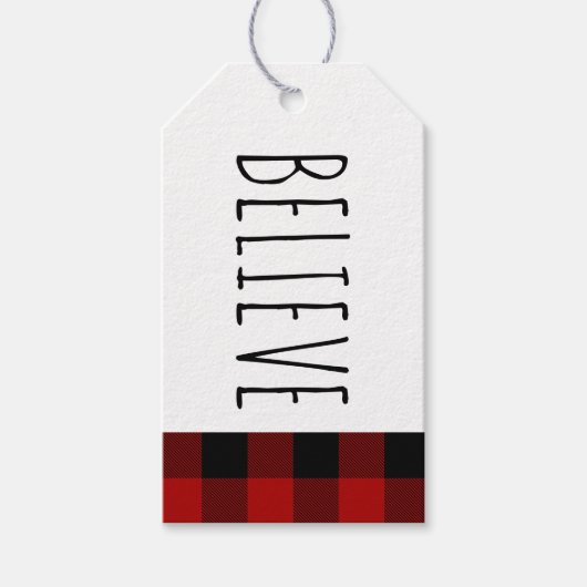 Kraft Red Buffalo Pset & geloof Kerstmis Cadeaulabel (Voorkant)