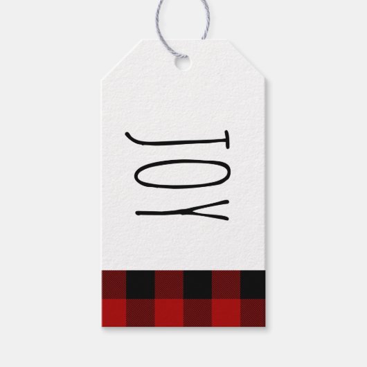 Kraft Red Buffalo Pset & Joy Kerstmis Cadeaulabel (Voorkant)