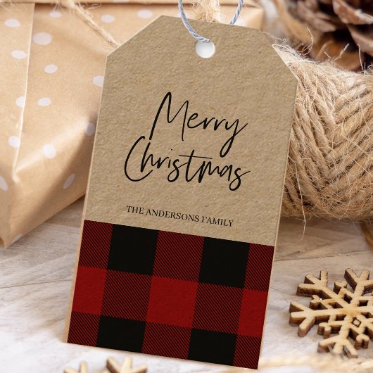 Kraft Red Buffalo Pset & Merry Kerstmis Cadeaulabel