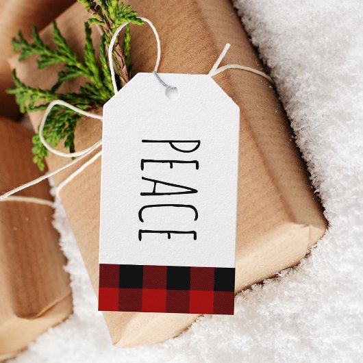 Kraft Red Buffalo Pset & Peace Kerstmis Cadeaulabel