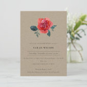 KRAFT RED GREEN ROOS FLORAL GENDER REVEAL INVITE BEDANKKAART (Staand voorkant)