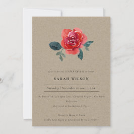 KRAFT RED GREEN ROOS FLORAL GENDER REVEAL INVITE BEDANKKAART