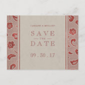 Kraft red Lace rustic bruiloft, behalve de datum Aankondigingskaart (Voorkant)