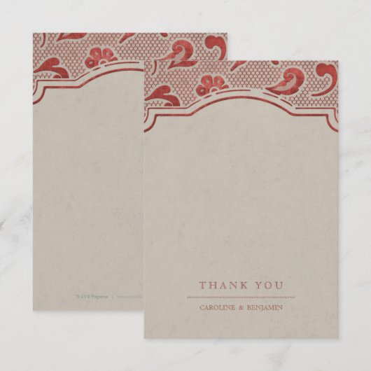 Kraft red Lace rustic country bruiloft bedankt (Voorkant / Achterkant)