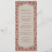 Kraft red Lace rustic country bruiloft menu (Voorkant)