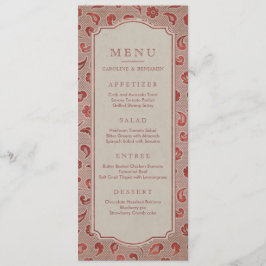 Kraft red Lace rustic country bruiloft menu