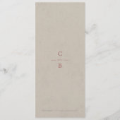 Kraft red Lace rustic country bruiloft menu (Achterkant)