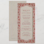 Kraft red Lace rustic country bruiloft menu (Voorkant / Achterkant)