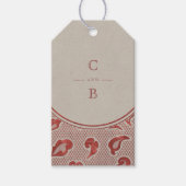 Kraft red Lace rustic country bruiloft monogram Cadeaulabel (Voorkant)