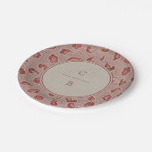 Kraft red Lace rustic country bruiloft monogram Papieren Bordje (Gekanteld)