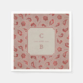 Kraft red Lace rustic country bruiloft monogram Servet (Voorkant)