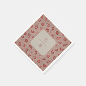 Kraft red Lace rustic country bruiloft monogram Servet (Hoek)