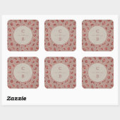Kraft red Lace rustic country bruiloft monogram Vierkante Sticker (Vel)