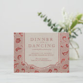 Kraft red Lace rustic country bruiloft receptie Informatiekaartje (Staand voorkant)