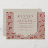 Kraft red Lace rustic country bruiloft receptie Informatiekaartje (Voorkant / Achterkant)